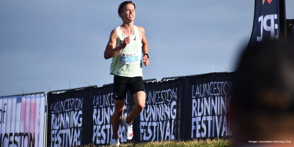 Archie Reid running in the 2020 Launceston Half Marathon